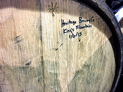 Heritage Brewing barrel room photo